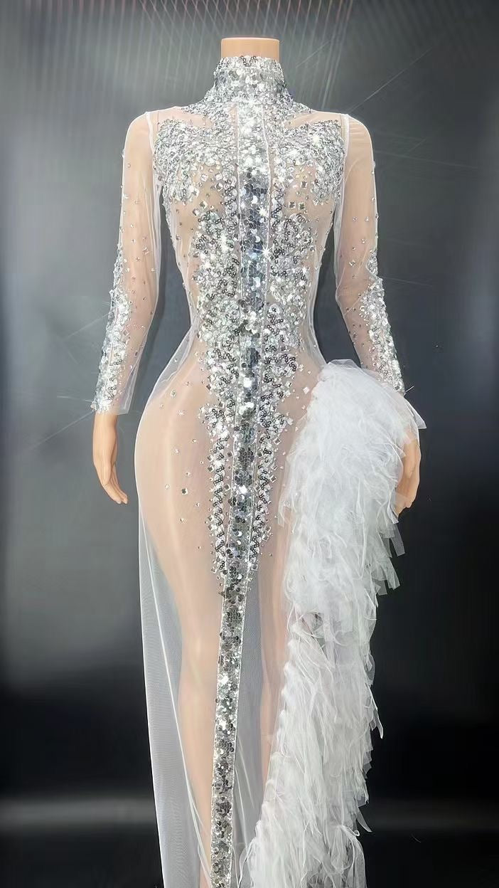 White and Silver Chris Dress
