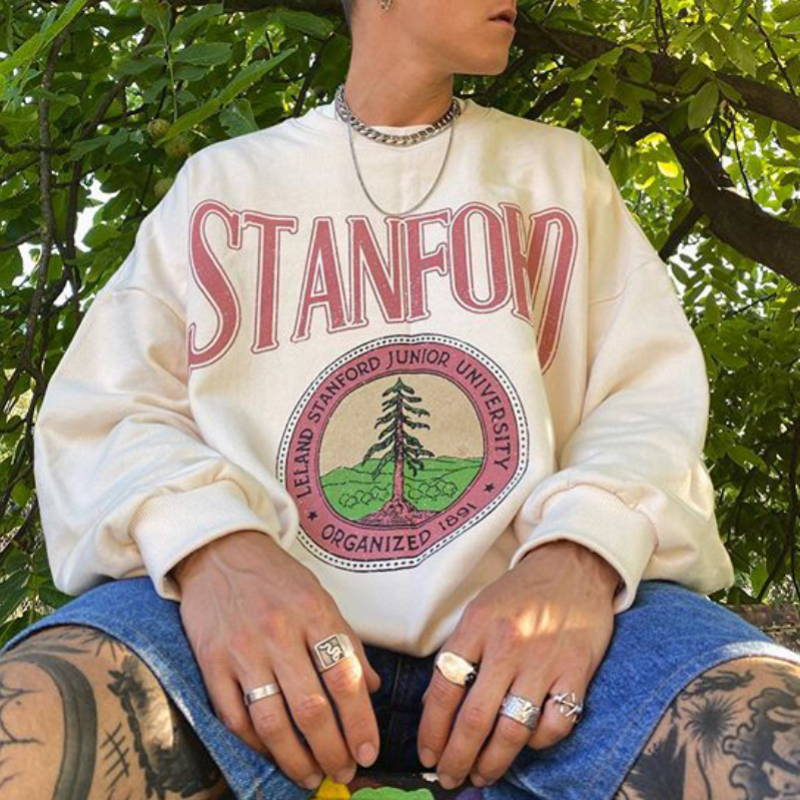 Classic Stanford printed loose cozy sweatshirt