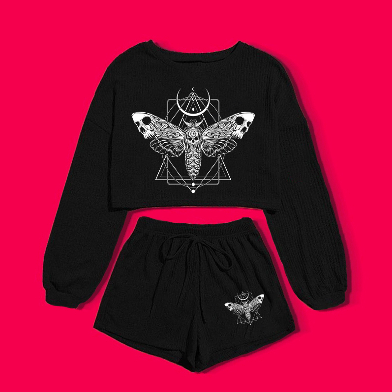 Halloween Devil Sun Print Sweatshirt Pant Set