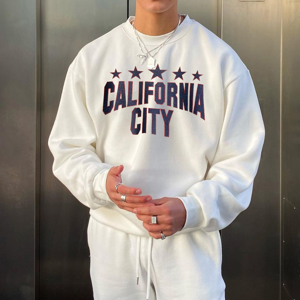 California Alphabet Printed Casual Sweatshirt