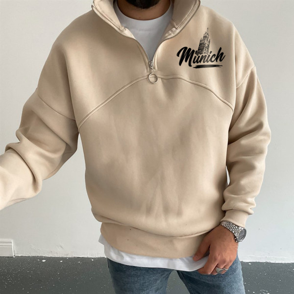 Retro Munich Germany Print Men's Zip Sweatshirt
