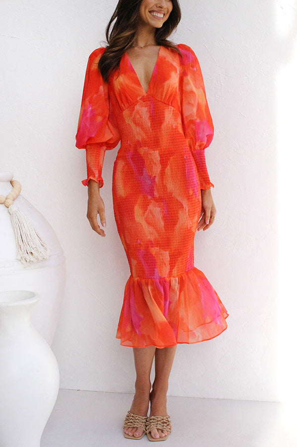 Karisa Floral Smocked Waist Midi Dress