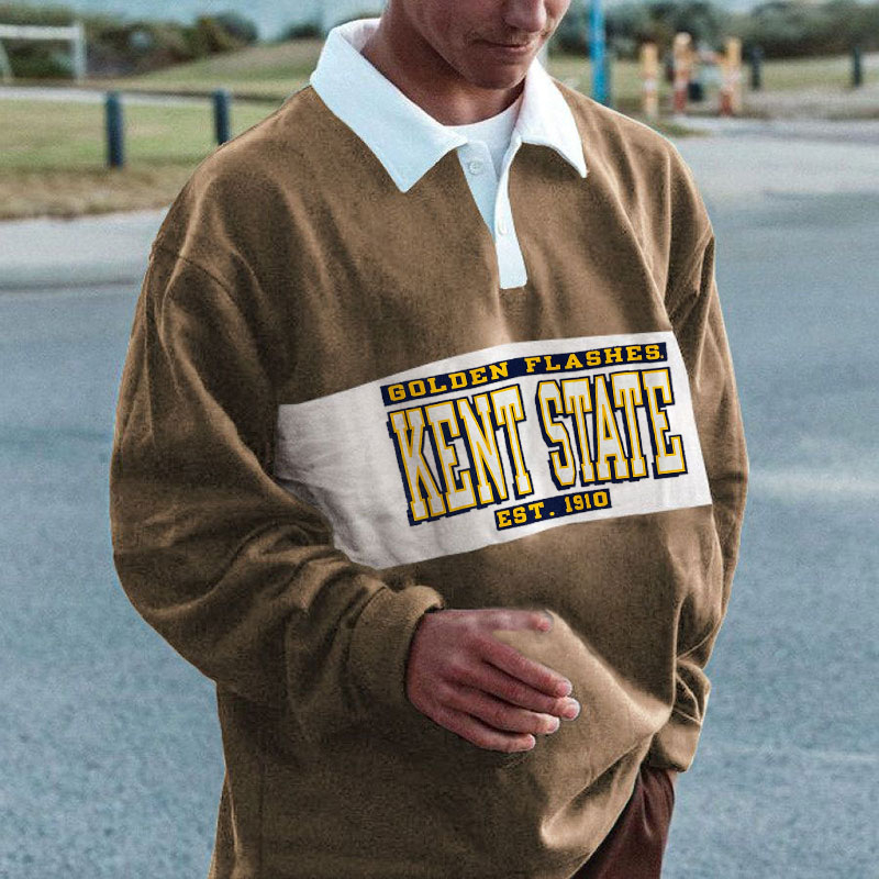 Men's Contrasting Color Stitching Lapel Sweatshirt
