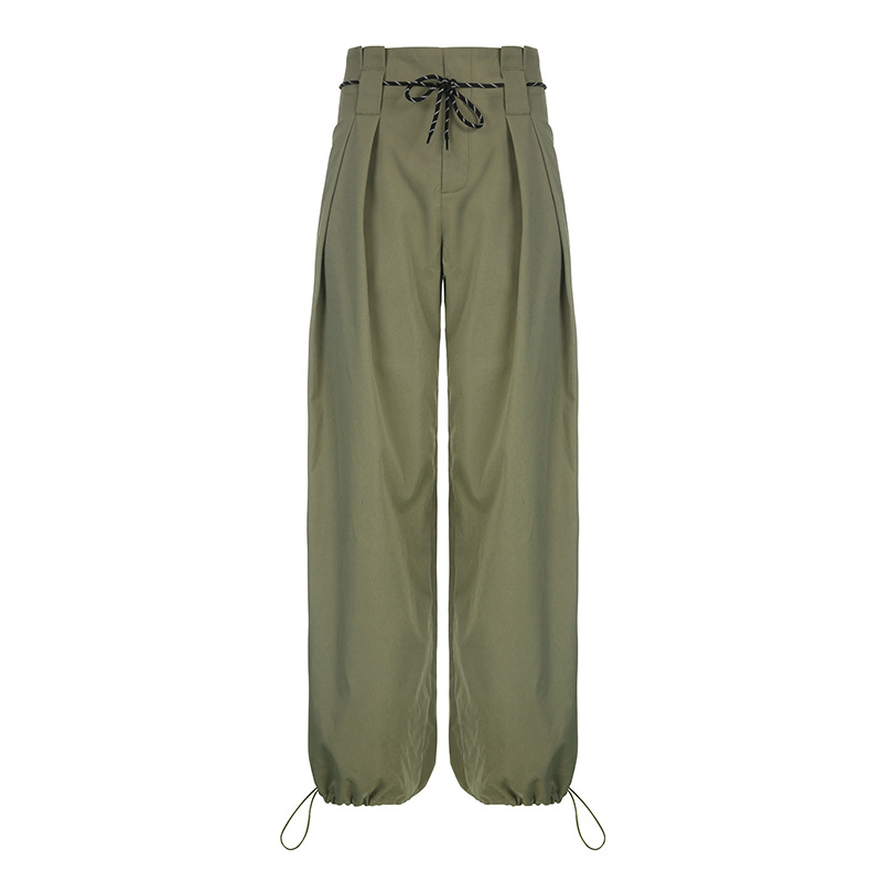 Lace Up Pleated Cargo Pants