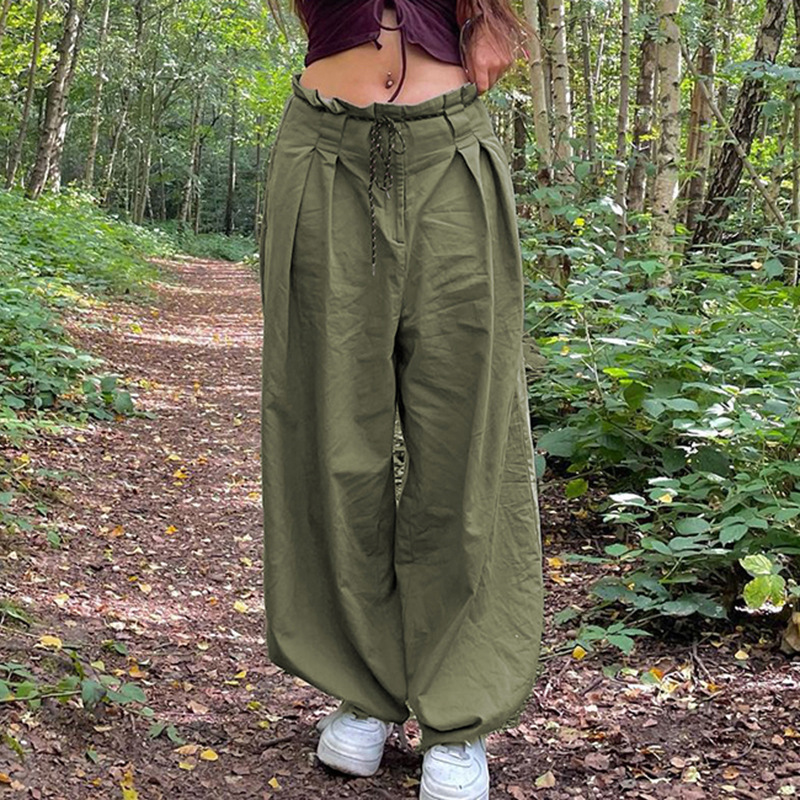 Lace Up Pleated Cargo Pants