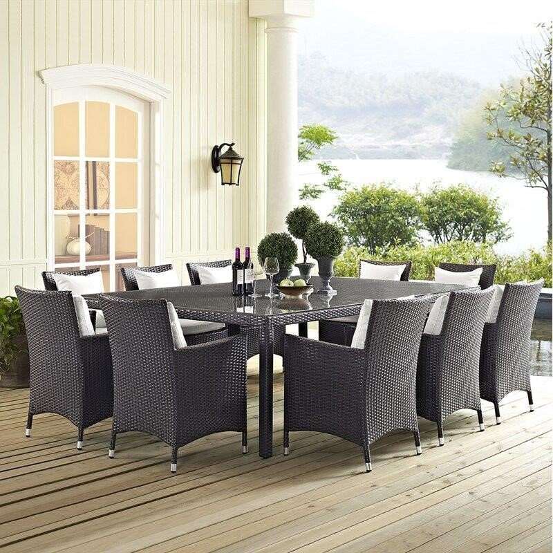Brentwood Rectangular 10 - Person Dining Set with Cushions