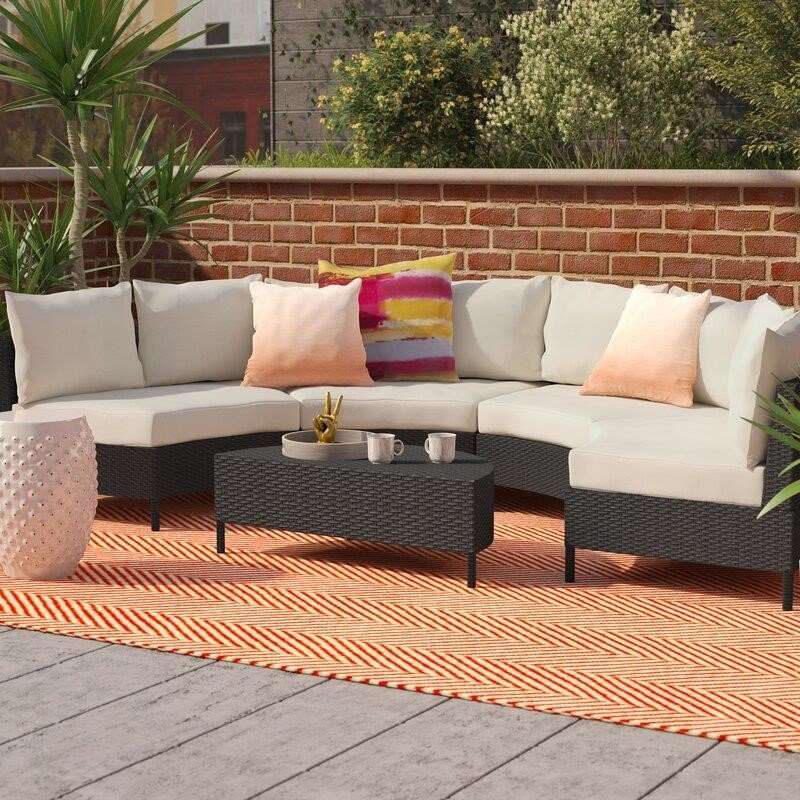 Dowd Wicker/Rattan 4 - Person Seating Group with Cushions