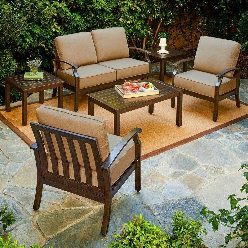 Higden Metal 4 - Person Seating Group with Cushions