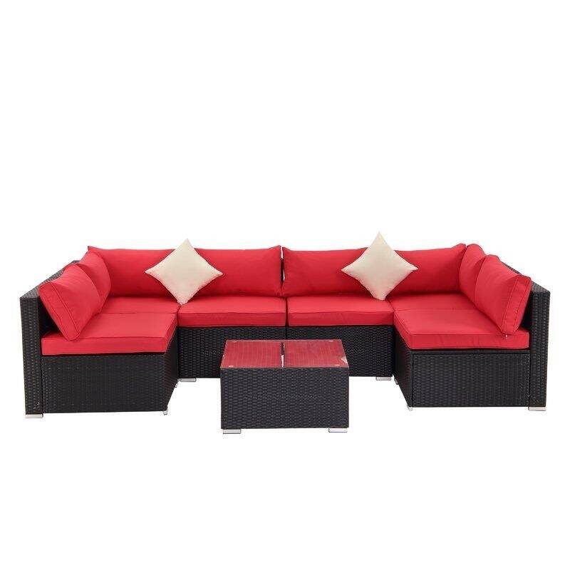 Gwendalyn Wicker/Rattan 6 - Person Seating Group with Cushions