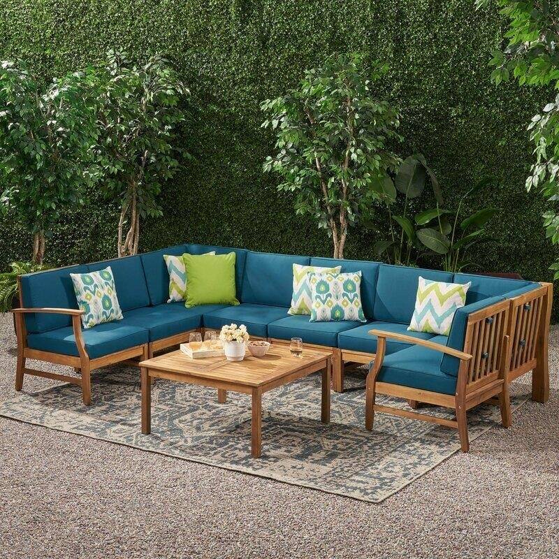 Theodore Solid Wood 6 - Person Seating Group with Cushions