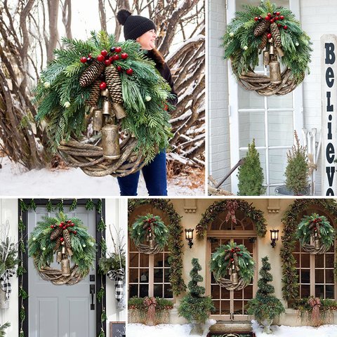 Farmhouse Christmas Wreath. Boho Wreath. Holiday Wreath