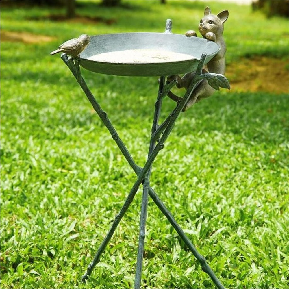 Cat & Bird Birdbath