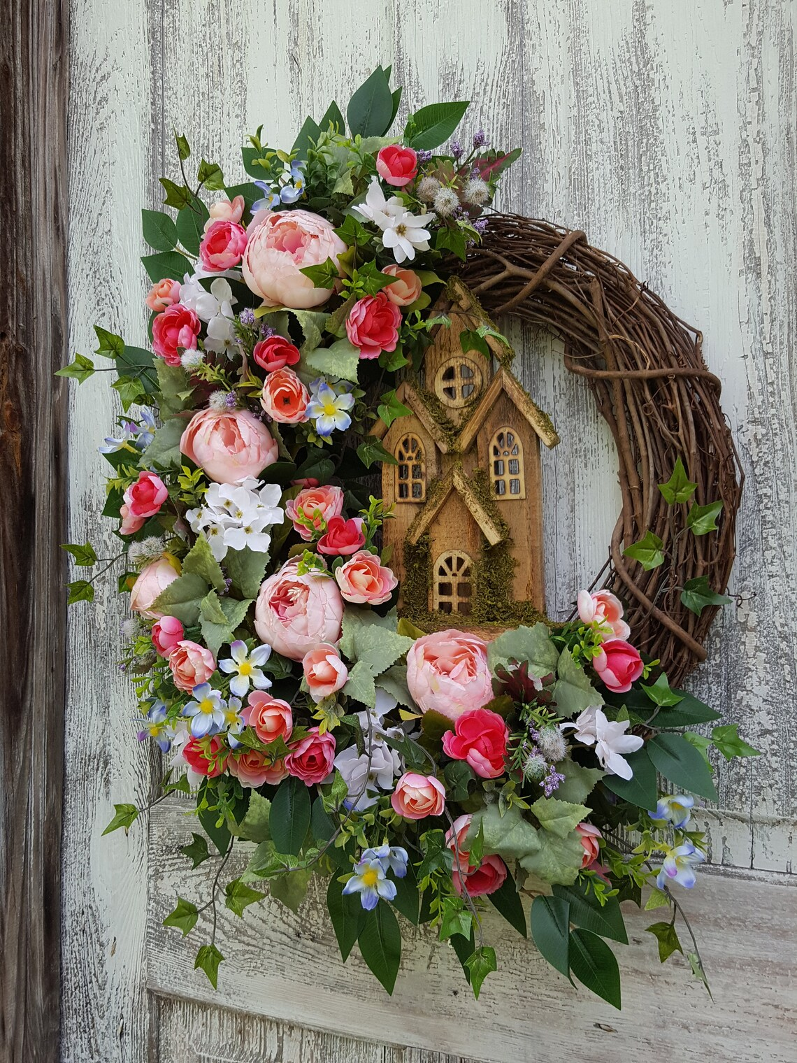 Peony and Mini Ranunculus wreath-💐Hot Sale 45%OFF🌾-