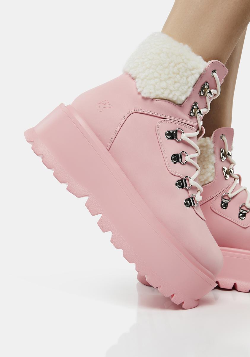 Pink Kaldor Platform Hiker Boots