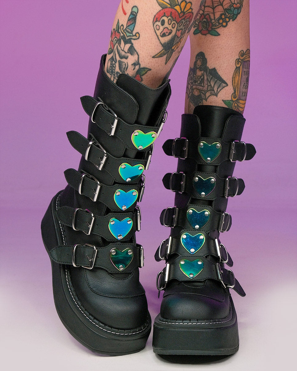 Emily Vegan Leather Heart-Buckle Boot