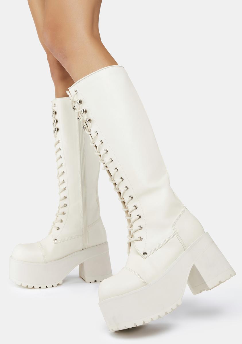 White Ranger-302 Knee High Boots