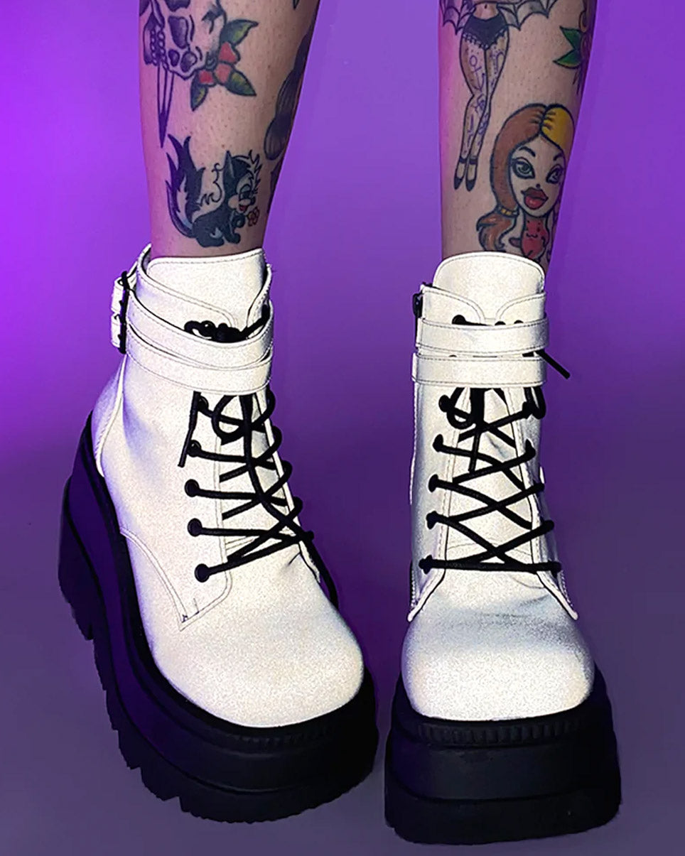 Flash Reflective Stacked Platform Boots