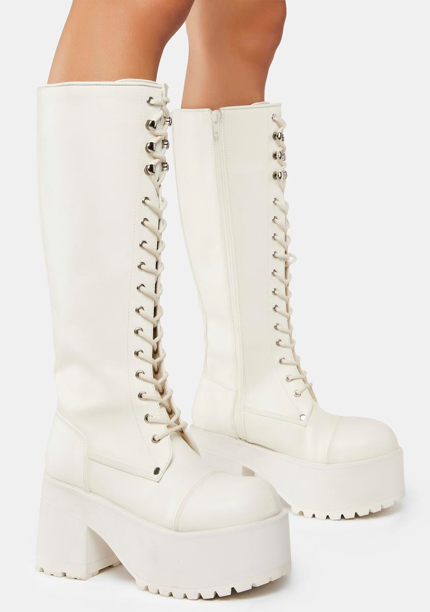 White Ranger-302 Knee High Boots