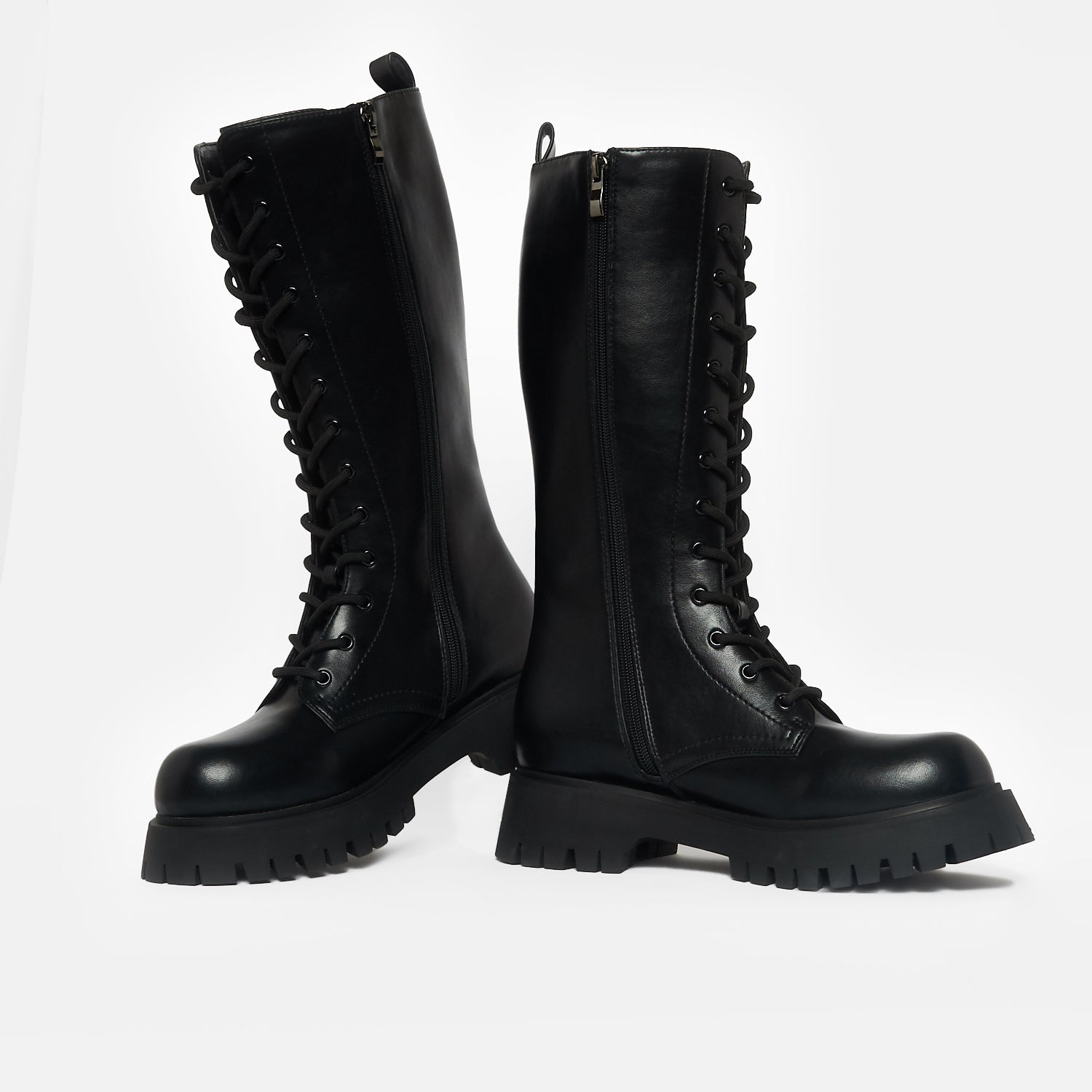 Deltora Black Lace Up Long Boots