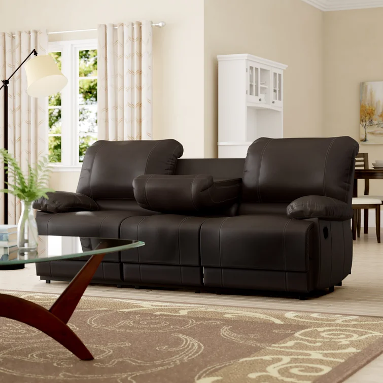 Edgar 81'' Faux Leather Pillow Top Arm Reclining Sofa